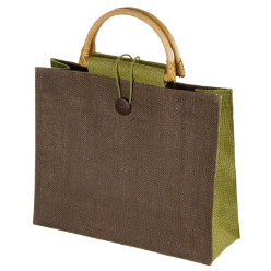 Eco-friendly Jute Bag with bamboo handles and closing cord