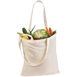 Long handle eco-friendly cotton Shopper Bag with carry handles on top