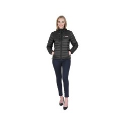 100% polyester dull cire 380T woven / lining: 100% polyester dull cire 380T, filling:90% down, 10% feather, chin cover, wind placket / two hand pockets with zips, right chest pocket with zip, left sleeve pocket with zip, contrast binding on cu- s and bottom hem, contrast heat transfer three-square logo at back right hem, three square logo zip pullers, heat transfer main label 