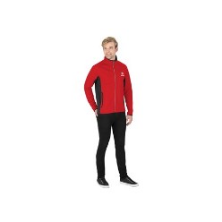 330 g/m² / 100% polyester textured knit bonded to 100% polyester brushed back fl eece, contrast: 100% polyester interlock knit, wind placket, raglan sleeves, two hand pockets with zips, left hand pocket with earphone outlet, contrast embroidered three-square logo at back right bottom hem, heat transfer main label, Elevate branded hanging loop, dropped back hemline