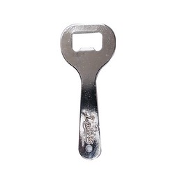 A Embossed metal bottle opener that is available in various colours that can be customised with Pad printing with your logo and other methods.