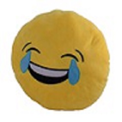 Emoji 40cm round cushion with face expression made from polyester material
