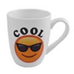 Emoji oval cone ceramic mug includes emoji gift box, 350ml capacity, emoji art supplied by emojione