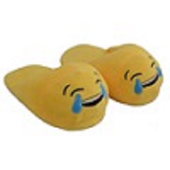 Emoji slippers with tears face expression made from polyester material