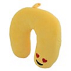Emoji travel pillow made from polyester material and face expression on one side