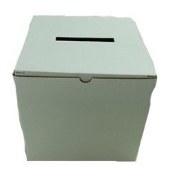 a box with a small opening on top, used for votes, entry forms, complaints, etc.