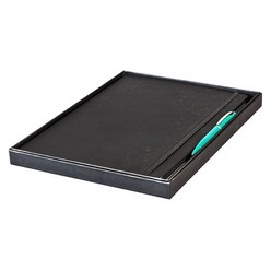 A4 journal with Luxe PU cover with a pen loop, 160 cream-coloured lined pages and black page edge finishing, packaged in a 2-piece presentation box