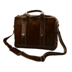 Genuine Leather with Contrast Leather Trim, Padded Shoulder Strap, Fully Lined, Adjustable Sling, Contrast Stitching, Top Zip Closure, Sturdy Handles, Fits 15.4 Laptop Computer