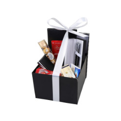 Includes: 1 x Exec A5 Notebook, 1 x Exec Pen & Pencil Set, 1 x Exec Cardholder, 1 x Lindt Lindor Single Slab, 1 x Ferrero Rocher Box, 2 x Sally Willaims Choc Bars, 1 x Lindt Lindor Box and 1 x Lindt Excellence Slab