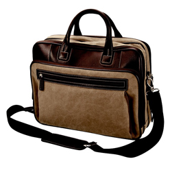 16 OZ Canvas with synthetic leather trim, adjustable webbing strap, fully lined, front pockets, organiser, for 15.4 computer, sturdy comfort table handles, paddedd computer sleeve