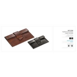 Fabrizio Business Promotional Card Holder, Give your clients a reason to flaunt. The elegant accessory is brilliantly finished and is the most magnificent way to safely hold your business cards and small tit bits. Made of the finest simulated leather, the Fabrizio Business Card Holder enhances the style quotient while pleasingly holding your brand on its premium matt finished surface.