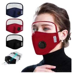 Five Layer Cloth Mask with small upper face shield and breathing valve