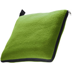 Fleece blanket that folds up into a cuddly zip-around pillow or a seat cushion