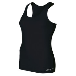 Flex racer back: 250g 60/35/5 polyester, rayon spandex blend, racer back design, engineered inner support