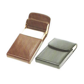 Italian leather Business Card Holder with Vertical Flip up lid, moulded frame, in gift box