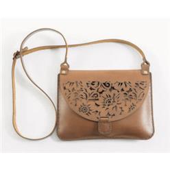 Flower design genuine leather cluth handbag