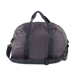 Bag folds into itself and zip closes. With Adjustable Shoulder Strap
