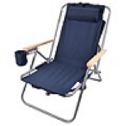 Foldable beach chair backpack, unfold low lying chair, with 4 backrest levels and padded headrest with shoulder strap for easy carrying, includes carry bag and drink holder made from 600D material
