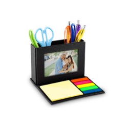 Fold-out stationery and photo holder, 25 sticky notes, 25 x 5 colours of sticky tags