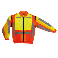High visibility jacket with 2 side pockets and reflective tape, removable sleeves makes it a versatile workwear gament, elasticated cuffs and waistband (Priced from S)
