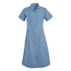 Frances dress, KOOLTRON polycotton, features: tapered panels, turn back cuffs on sleeves, engraved Duchess buttons, handy side pockets and a left breast pocket, designed with hospitality, service, medical and cleaning industries in mind