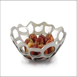 Round Holes Fruit Bowl, aluminium shiny finish inside