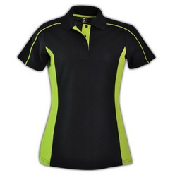 G Stratus Polo, knitted collar, contrast plaquet, side panels and piping detail, produced from the best quality yarns for durability, ladies style has side slits for ease of movement