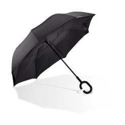 8 panel, 210T pongee material reversible umbrella, Windproof, Manual opening fibreglass frame with black hook handle