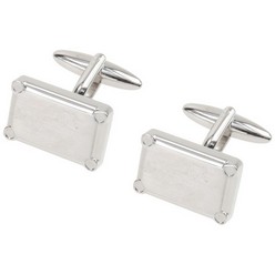 Brushed rhodium plated two-tone rectangular cufflinks