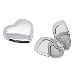 Silver heart shaped double sided compact mirrior