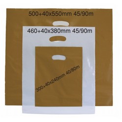 White or Gold plastic bags  (Price is per individual bag-500 in a pack)