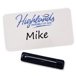 Landscape name badge with magnet 