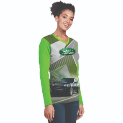 Ladies 50/50 Long Sleeve V-neck Sublimation T-Shirt