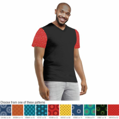 Mens V-Neck T-Shirt with Shweshwe Sleeves