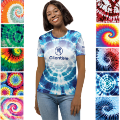 Ladies Tie Dye Crew Neck T-shirt with Sublimation Print