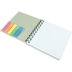 Notebook with sticky notes