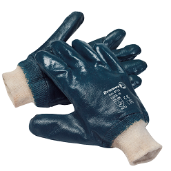 Blue Nitrile Gloves Knitted Wrist