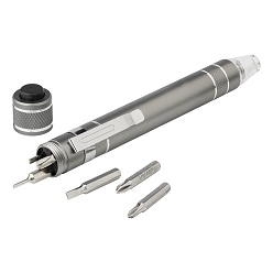 Pen shaped pocket screwdriver with light