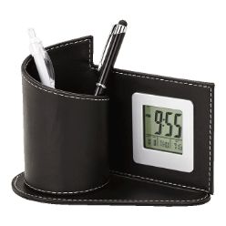 Digital clock with pen holder