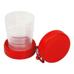 220ml Foldable cup with pill holder and carabineer clip
