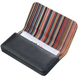 Stripe Design Pu Business Card Holder