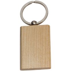 Beech wood rectrangular keyring