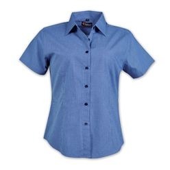 Ladies Microcheck woven shirt Short Sleeve