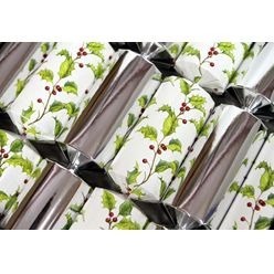 White Strings of Holly Silver Foil Christmas Cracker