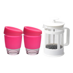 Kooshty double koffee set with white plunger