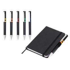 BLACK KIPLING NOTEBOOK AND PEN SET BLACK YELLOW