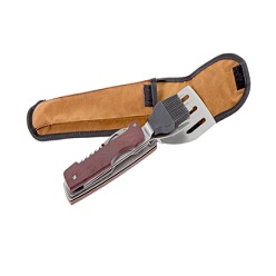 Bar-b-que tool in a genuine leather bag