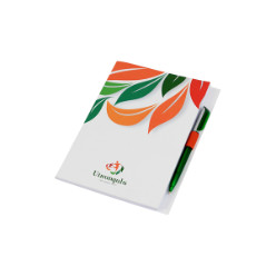 250gsm cover - inner 80gsm bond - pen loop to match logo colour