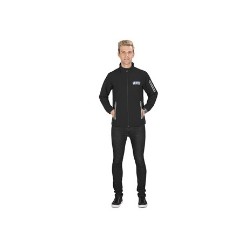 93% polyester, 7% elastane stretchable pongee, contrast inner collar, elasticated cuffs, chin cover, two hand pockets with zips, left sleeve pocket with zip, contrast heat transfer Gary Player logo at front right hem, Black Knight zip puller, hanging loop