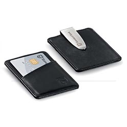 Simulated leather & polished nickel, money clip on reverse side